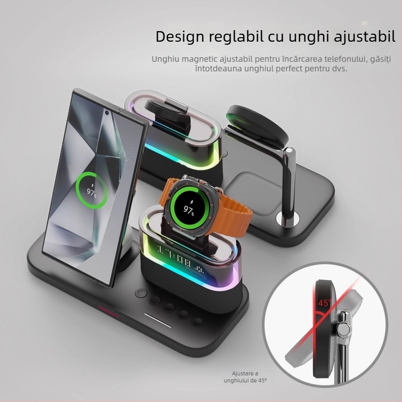 SIKAI Încărcător Wireless 3-în-1 pentru Samsung Galaxy Watch8/7/5/4 — 18W Max, QC4.0, stand de birou