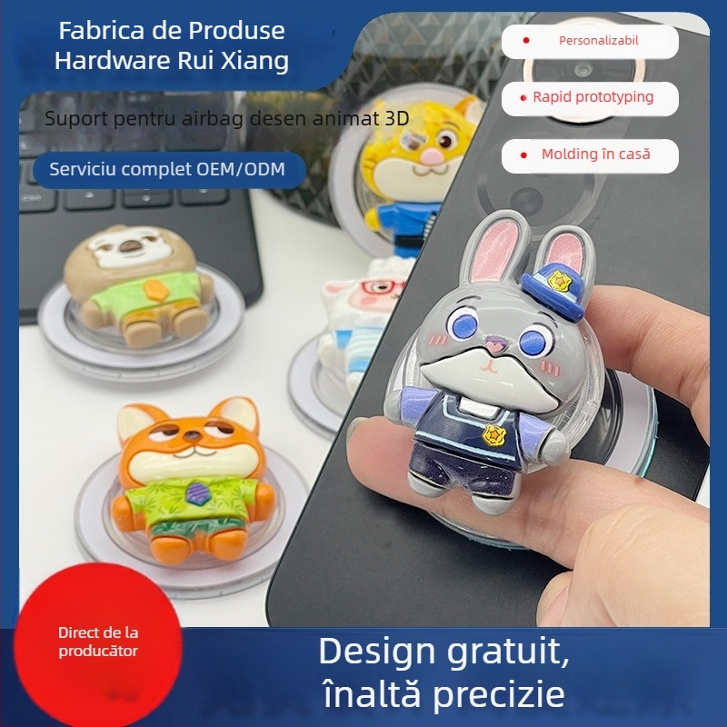 Suport snap-on pentru telefon mobil, cu suport de masă retractabil, din silicon, design Zootopia, model 01