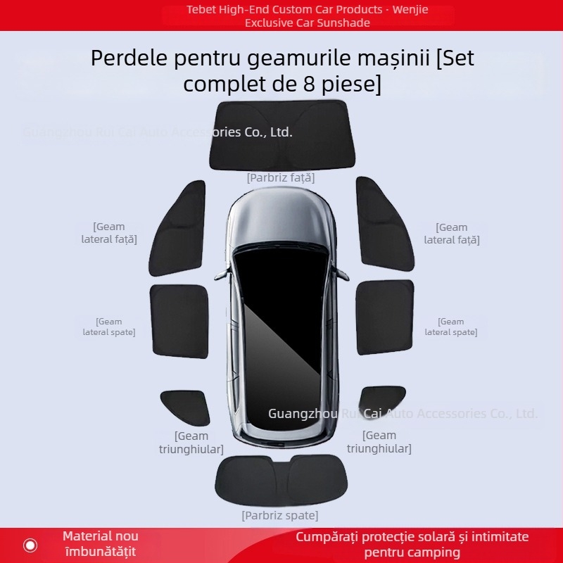 Compatibil cu Wenjie M5/M7/M8/M9 — Umbrelă pentru geamuri și perdea de intimitate pentru geamuri laterale, protecție solară și izolație termică a întregului vehicul, panou pentru camping