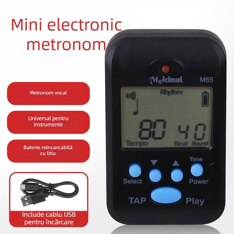 Metronom de pian - Model M65, ABS plastic, Metronom, tuner și ton variabil; potrivit pentru pian, chitară, guzhen, tobe, vioară, erhu și saxofon.