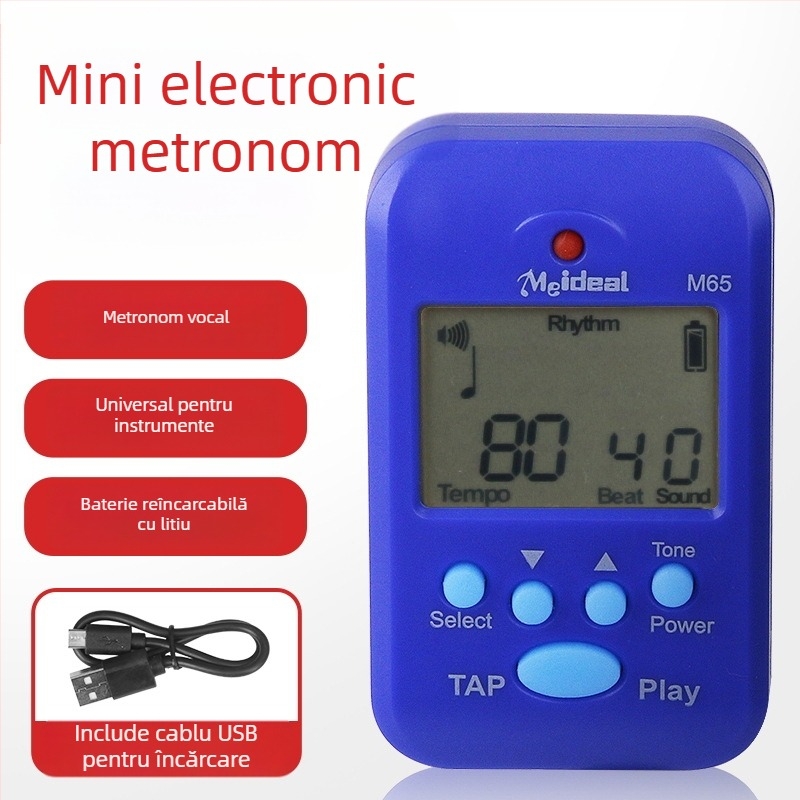 Metronom de pian - Model M65, ABS plastic, Metronom, tuner și ton variabil; potrivit pentru pian, chitară, guzhen, tobe, vioară, erhu și saxofon.