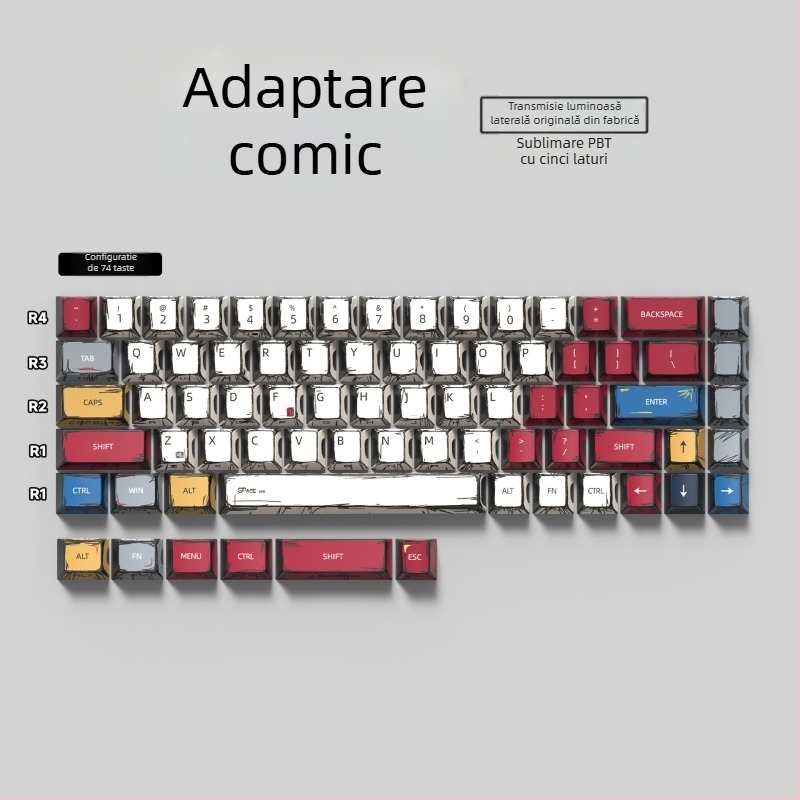 Keycaps personalizate pentru tastatură mecanică — Universal, înălțime originală, design cu cinci fețe, Pbts material, 420 g