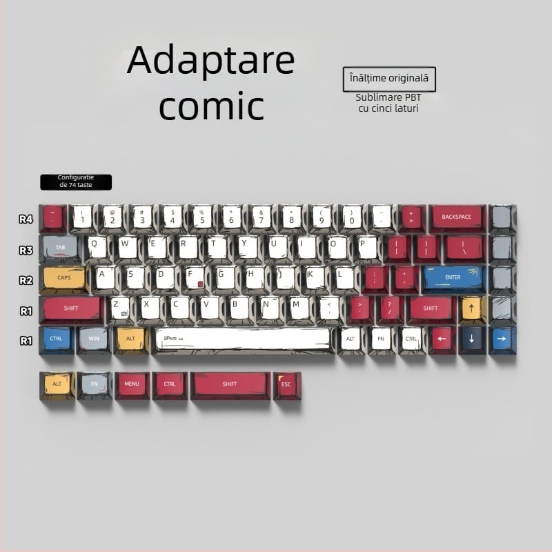 Keycaps personalizate pentru tastatură mecanică — Universal, înălțime originală, design cu cinci fețe, Pbts material, 420 g