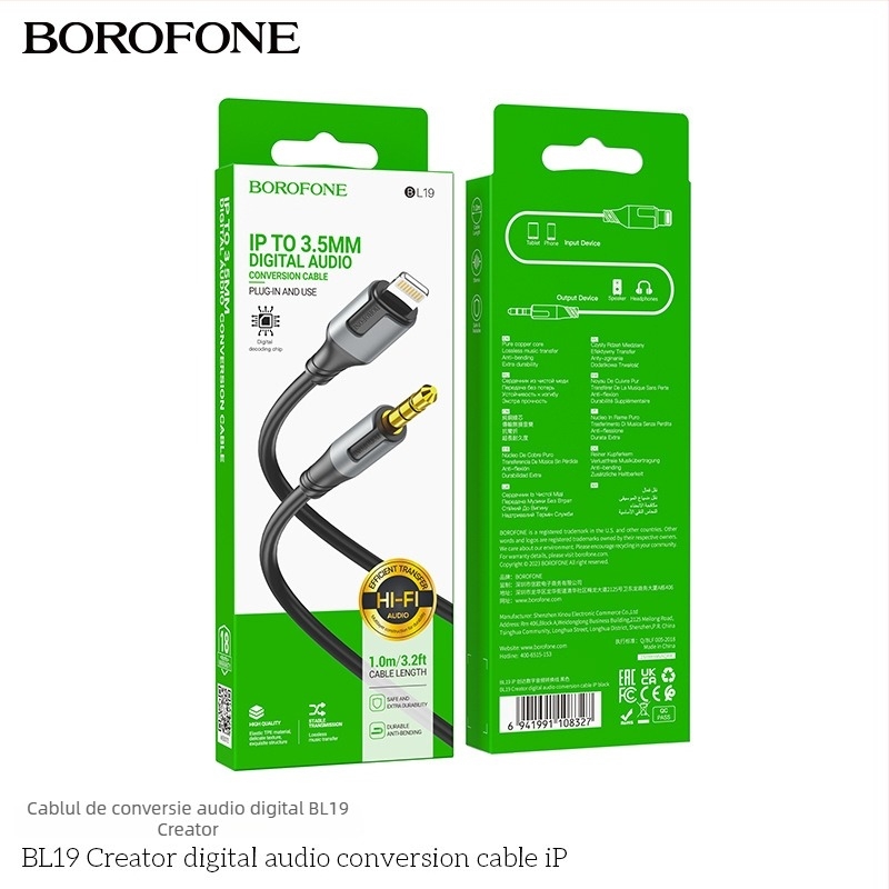 Borofone BL24 cablu audio USB-C, placat cu aur, miez din cupru tinat, izolație TPE, ROHS certificat