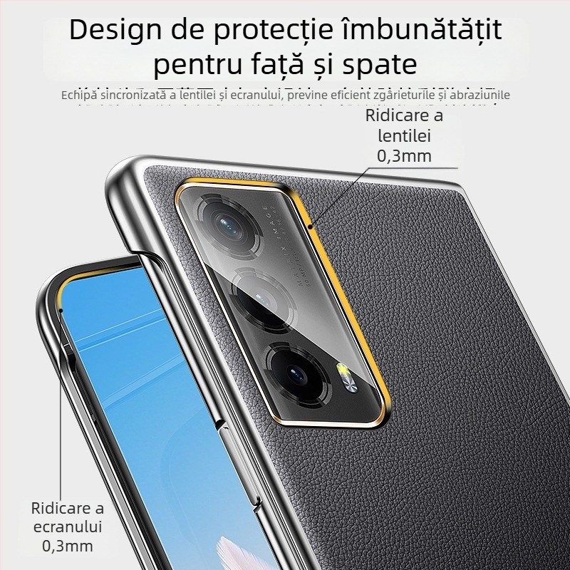 Husă pentru Honor Magic Vs 2 – piele sintetică, margine electroplată, protecție pentru ecranul pliabil, carcasă rigidă