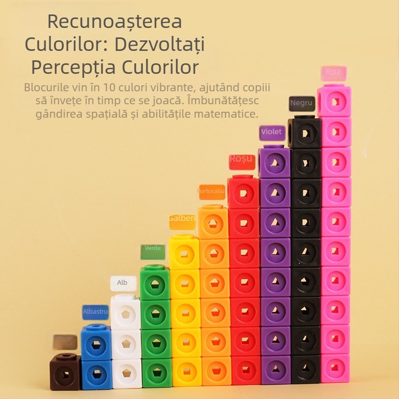 Set de blocuri demontabile și asamblabile pentru casă cu conectori grafici — 3D blocuri pentru învățarea matematică timpurie, material TPE