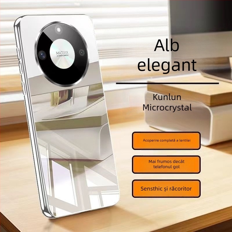 Carcasă de telefon cu acoperire completă, stil luxos; material din sticlă; compatibil cu Huawei