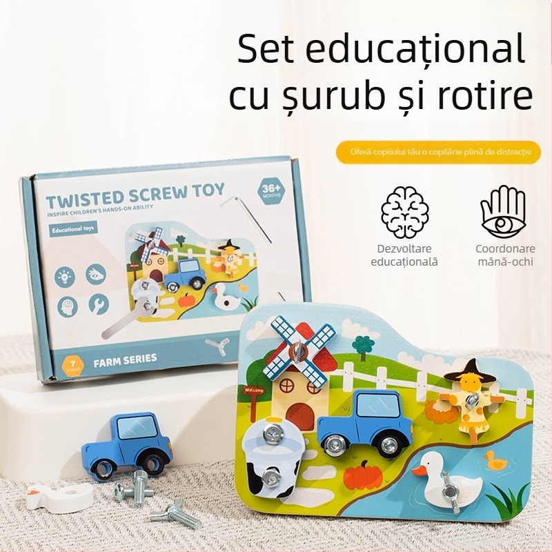 Joc educativ din lemn cu blocuri și cărți pentru formarea cuvintelor, pentru copii 4–6 ani, lemn de arțar, 0–38 bucăți, ambalaj color