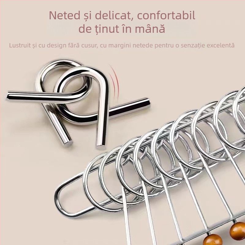 Puzzle metal cu nouă verigi – jucărie educativă de deblocare, ambalare în cutie, personalizare logo
