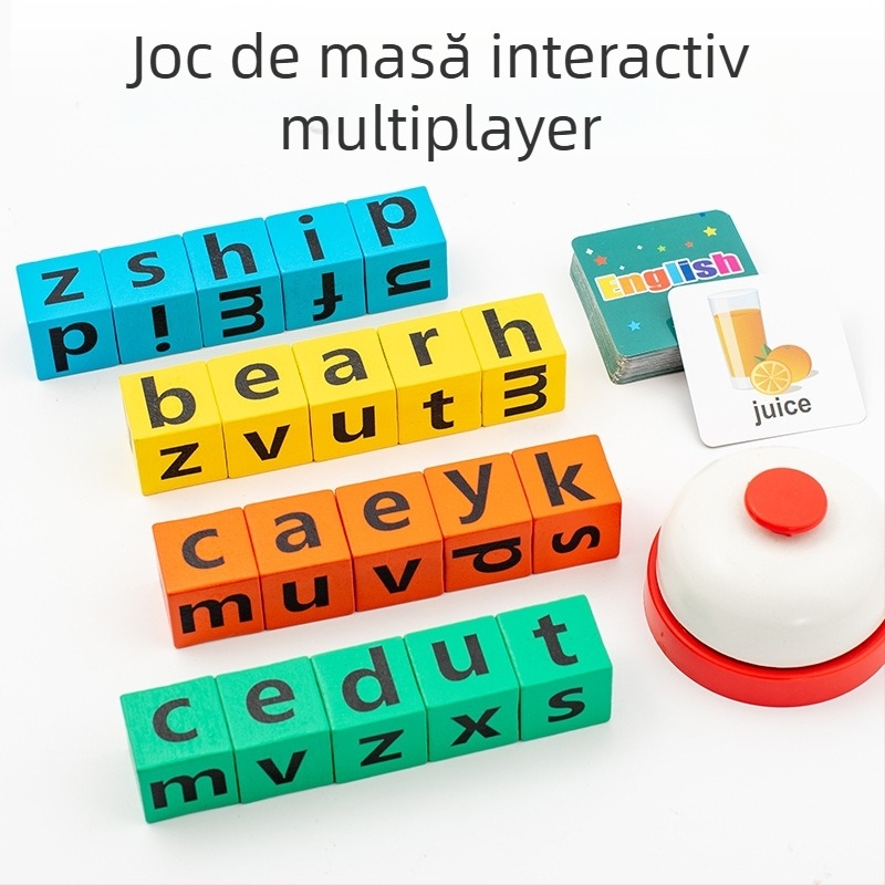 Cărți de cuvinte din lemn pentru învățarea Montessori – blocuri de construcție pentru 4–6 ani, joc de ortografie, logo OEM