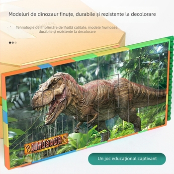 Puzzle 3D din plastic cu blocuri de dinozauri – DIY, pentru copii 7-14 ani