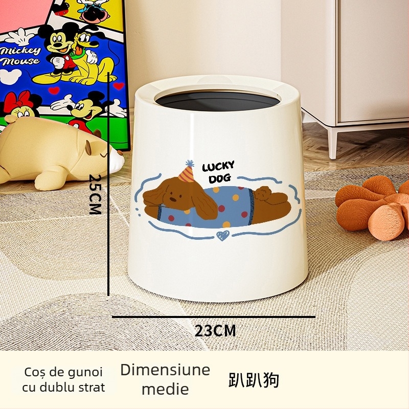 Coș de gunoi din plastic, în formă de butoi, capacitate 12 L+, pentru uz casnic, deschidere prin apăsare