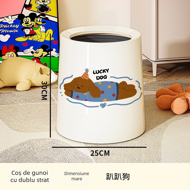 Coș de gunoi din plastic, în formă de butoi, capacitate 12 L+, pentru uz casnic, deschidere prin apăsare