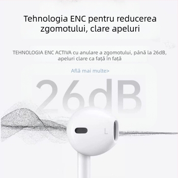 Căști in-ear cu interfață Type-C, difuzor cu bobină în mișcare, cablu de 1,2 m, sensibilitate 110 dB