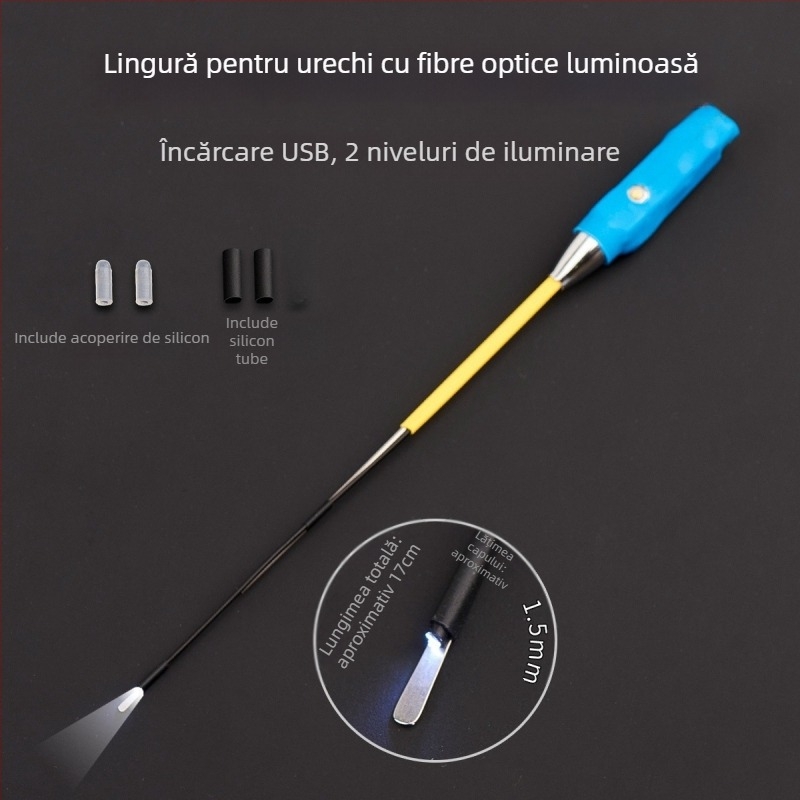 Shunwanjia Lingură strălucitoare pentru urechi cu endoscop vizual, încărcare USB, oțel inoxidabil