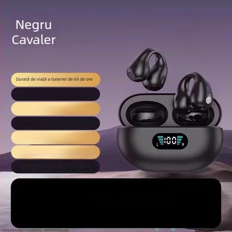Căști Bluetooth cu conductivitate osoasă, design clip-on, wireless, rază 15 m, baterie 8+ ore, Bluetooth 5.0, pentru apeluri și muzică