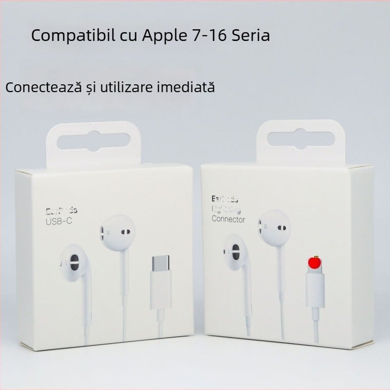Căști cu fir Type-C pentru Apple 7-16 Pro, in-ear, cablu de 120 cm, sensibilitate 110 dB
