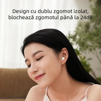 Căști Bluetooth wireless in-ear, Bluetooth 5.3, autonomie baterie 4–8 ore, rază de 10 m, reducere a zgomotului, latență scăzută pentru gaming