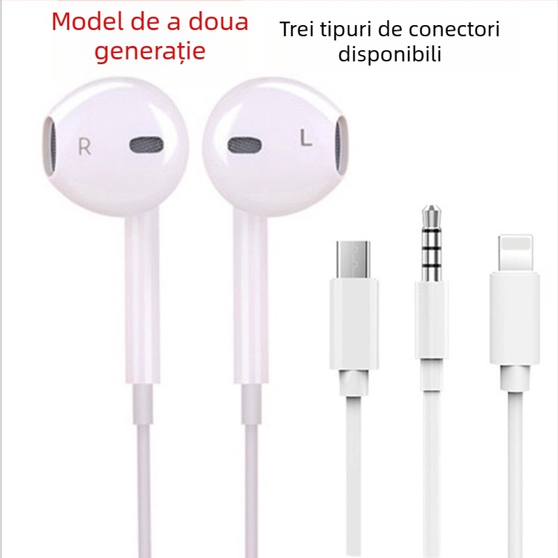 Adaptor 3,5 mm la USB-C pentru căști Apple cu fir (generațiile 2 și 3) – Android compatibil, design in-ear