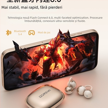 Căști Bluetooth cu transmisie prin os, clemă pentru ureche, design deschis, stil sport, traducere AI cu traducere simultană, autonomie baterie 0–4 h