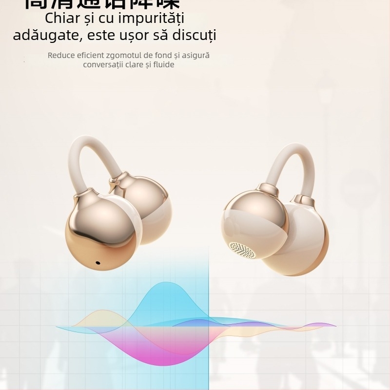 Căști Bluetooth cu transmisie prin os, clemă pentru ureche, design deschis, stil sport, traducere AI cu traducere simultană, autonomie baterie 0–4 h
