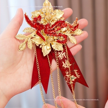 Pereche de corsaje de nuntă dragon și phoenix, pentru mire și mireasă, set complet în stil chinezesc