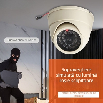 Cameră de supraveghere falsă pentru interior, cu LED, carcasă din plastic și accesorii de protecție
