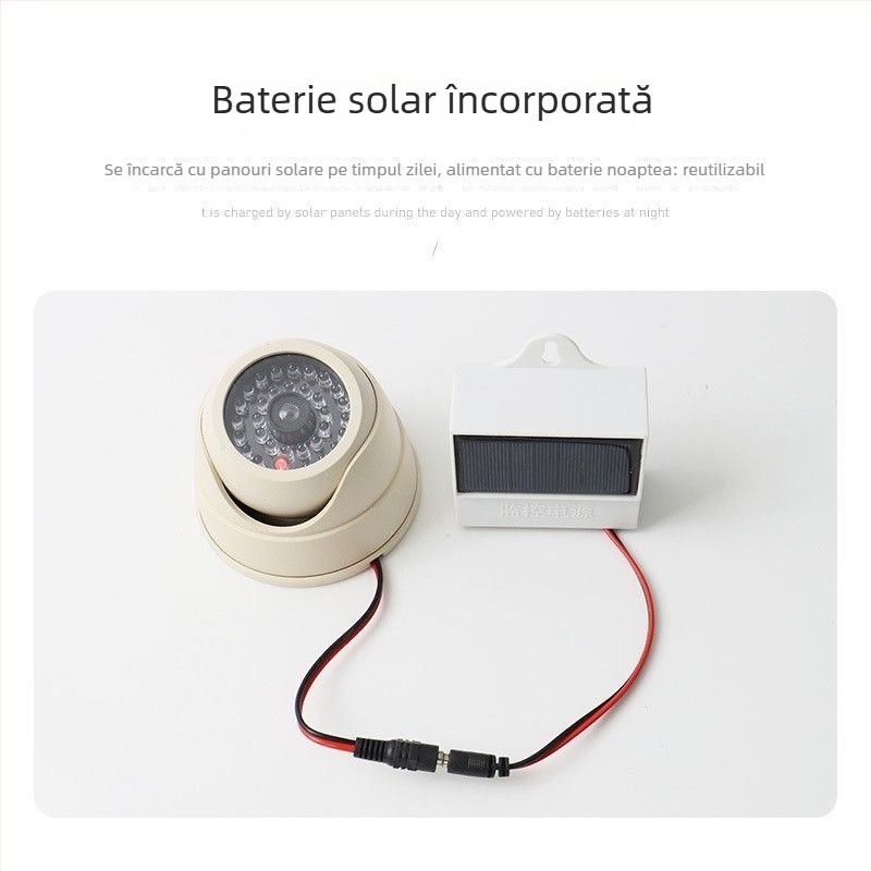 Cameră de supraveghere falsă pentru interior, cu LED, carcasă din plastic și accesorii de protecție