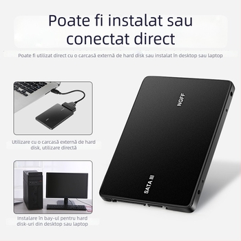 Carcasă SSD M.2 NGFF către SATA, model N6, aliaj de aluminiu, până la 2TB, SATA 3.0, 6Gbps