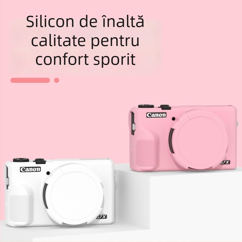 Carcasă protectoare din silicon pentru Canon G7X III – Runzhe husă moale, anti zgârietură și anti-cădere, include husă siliconică și capac de cameră