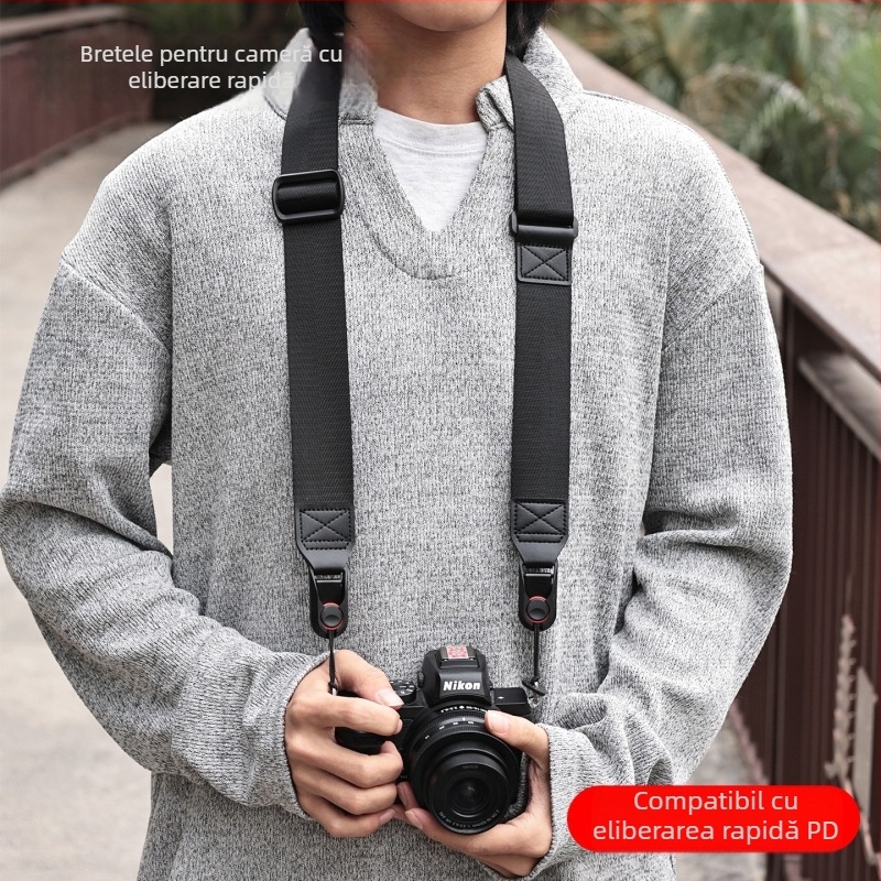 Gisergar G38 Curea de umăr pentru camere mirrorless/DSLR — design diagonal încrucișat, eliberare rapidă, compatibilă PD Quick Release