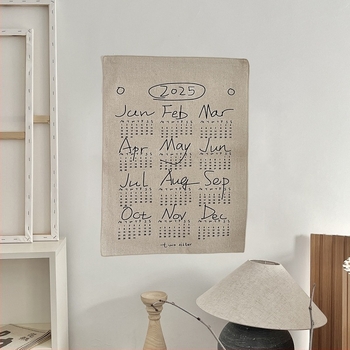 2026 Calendar țesut cu vopsire vegetală, goblen din pânză și pluș scurt, 100% poliester, imprimare digitală prin transfer termic, stil modern minimalist, formă dreptunghiulară