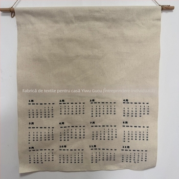 2026 Calendar țesut cu vopsire vegetală, goblen din pânză și pluș scurt, 100% poliester, imprimare digitală prin transfer termic, stil modern minimalist, formă dreptunghiulară