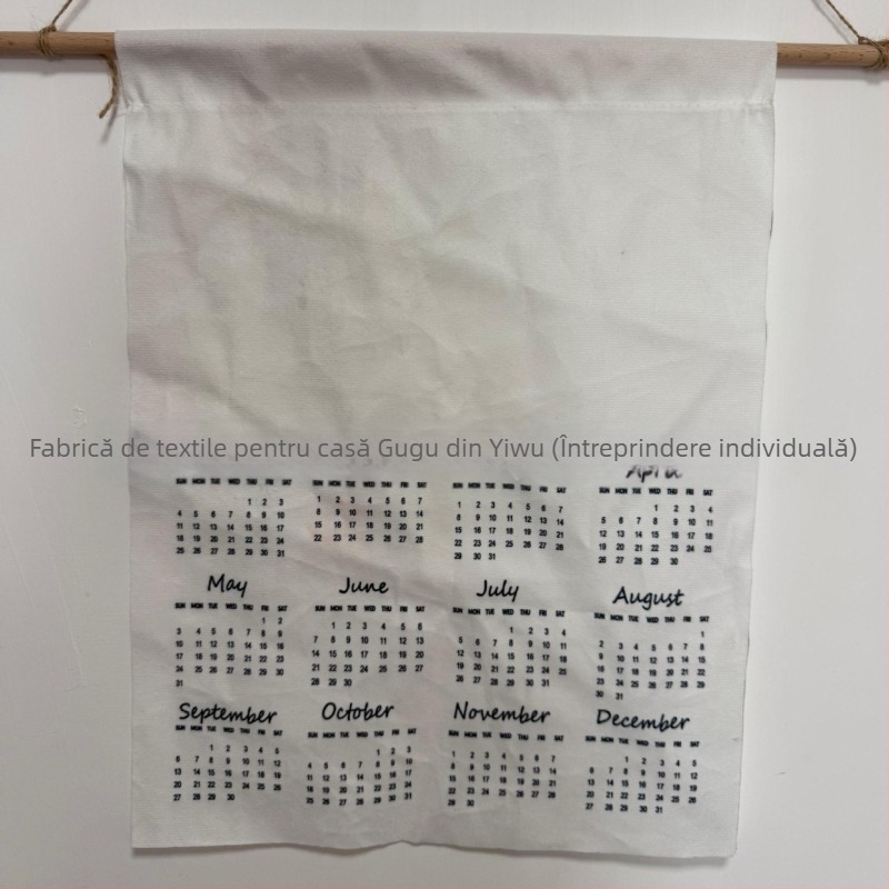 2026 Calendar țesut cu vopsire vegetală, goblen din pânză și pluș scurt, 100% poliester, imprimare digitală prin transfer termic, stil modern minimalist, formă dreptunghiulară