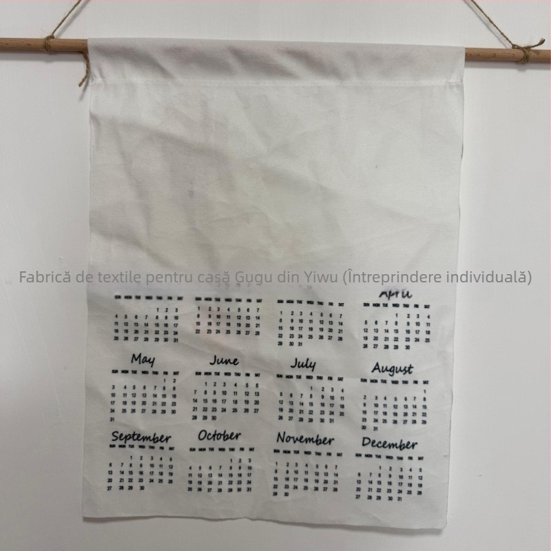 2026 Calendar țesut cu vopsire vegetală, goblen din pânză și pluș scurt, 100% poliester, imprimare digitală prin transfer termic, stil modern minimalist, formă dreptunghiulară