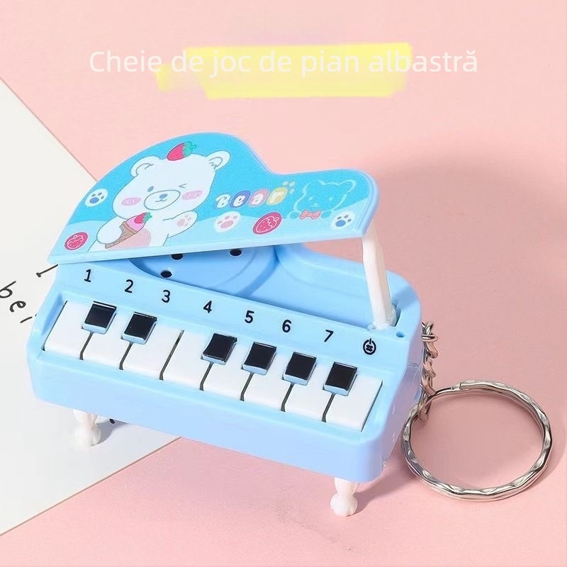 Pandantiv cheie pian mic de birou cu funcție muzicală – jucărie educațională interactivă din plastic pentru vârsta 7-14 ani, dezvoltă coordonarea mână-ochi și dezvoltarea cognitivă