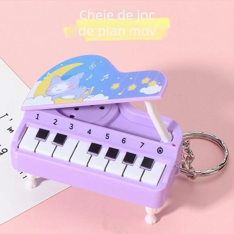 Pandantiv cheie pian mic de birou cu funcție muzicală – jucărie educațională interactivă din plastic pentru vârsta 7-14 ani, dezvoltă coordonarea mână-ochi și dezvoltarea cognitivă