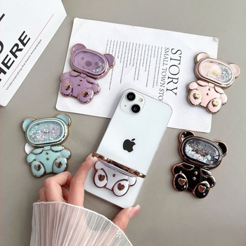 Suport de birou pentru telefon, design urs drăguț de desen animat, material plastic, bază rotativă, suport pentru personalizare