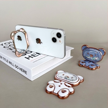 Suport de birou pentru telefon, design urs drăguț de desen animat, material plastic, bază rotativă, suport pentru personalizare