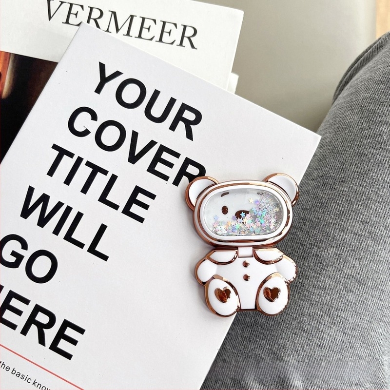 Suport de birou pentru telefon, design urs drăguț de desen animat, material plastic, bază rotativă, suport pentru personalizare