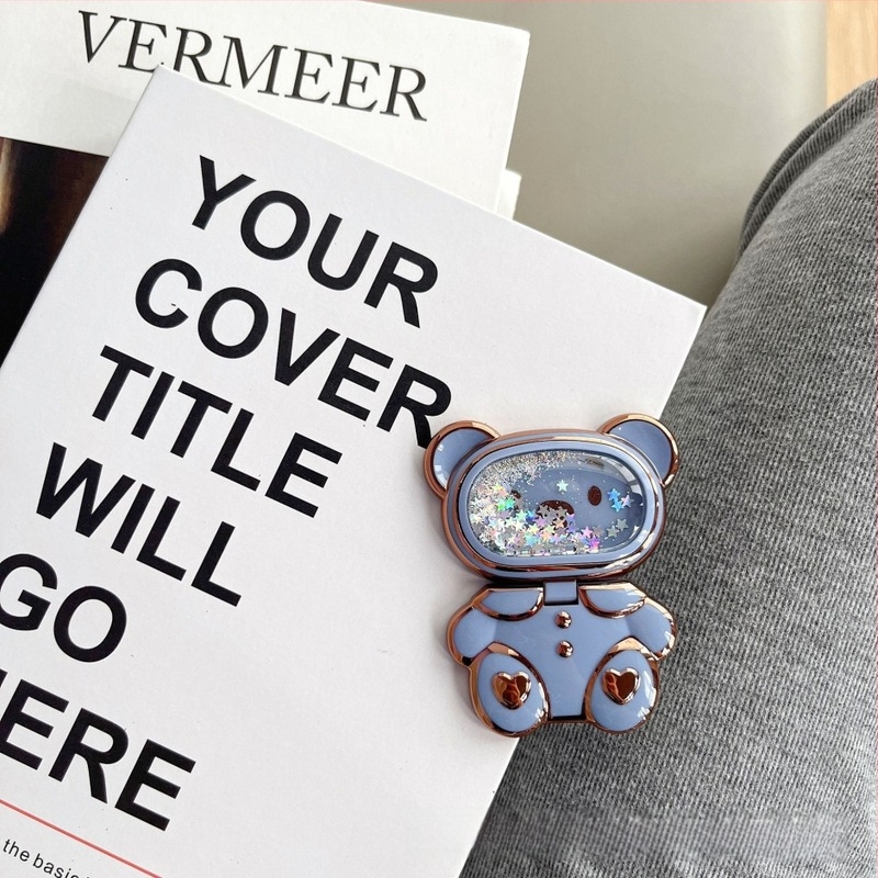 Suport de birou pentru telefon, design urs drăguț de desen animat, material plastic, bază rotativă, suport pentru personalizare