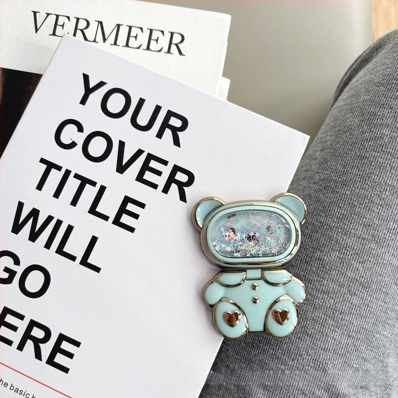 Suport de birou pentru telefon, design urs drăguț de desen animat, material plastic, bază rotativă, suport pentru personalizare