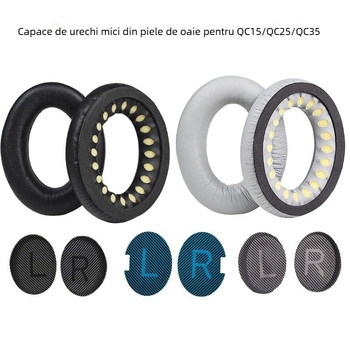 Perne de urechi din piele naturală pentru Bose QC45 și modelele AE2 QC15 QC25 QC35 QC35II