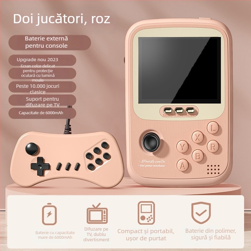 Consolă portabilă de jocuri cu baterie externă, joystick arcade dublu, 2 jucători, model Q19, TYPE-C, fără fir, compatibil PC