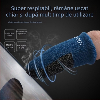 Lingxi cotițe pentru degete din fibră de argint – duble, respirante, ultra-subțiri, compatibile cu ecranul tactil pentru jocuri mobile