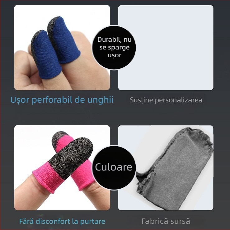 Lingxi cotițe pentru degete din fibră de argint – duble, respirante, ultra-subțiri, compatibile cu ecranul tactil pentru jocuri mobile