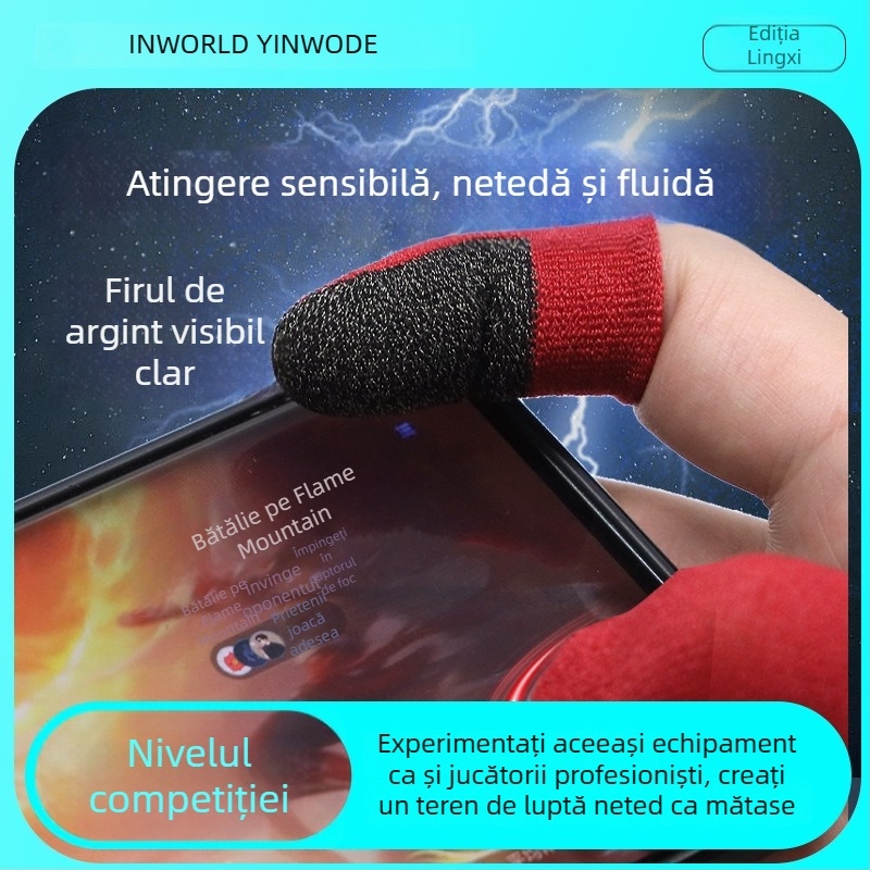 Lingxi cotițe pentru degete din fibră de argint – duble, respirante, ultra-subțiri, compatibile cu ecranul tactil pentru jocuri mobile
