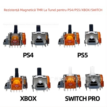 Joystick analog TMR pentru PS4/PS5/Xbox/NS – mișcare 3D, film de carbon, rezistență magnetică