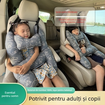 Perne de cap pentru mașină pentru copii – potrivire universală, husă din fibre naturale, umplutură din lână, stil desene animate, utilizare de vară