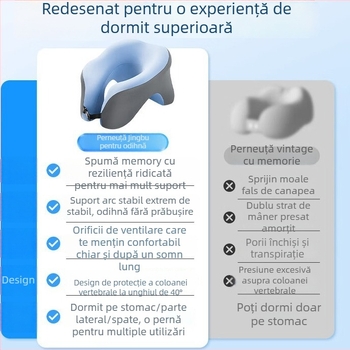 Pernă în formă de U pentru odihnă de zi cu spumă memory, husă din fibre chimice, 0,5–1,0 kg, sprijin pentru gât în timpul întinderii